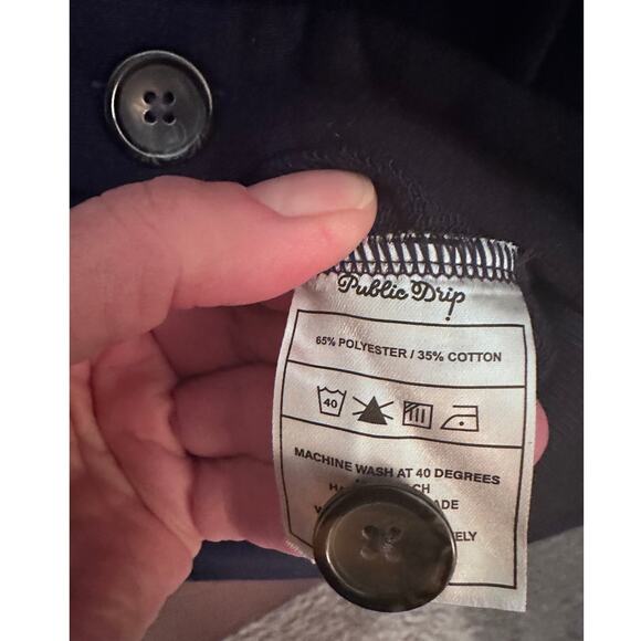 NWT PUBLIC DRIP NAVY FRENCH TERRY BUTTON UP "P" CARDIGAN; SIZE S - Picture 4 of 4